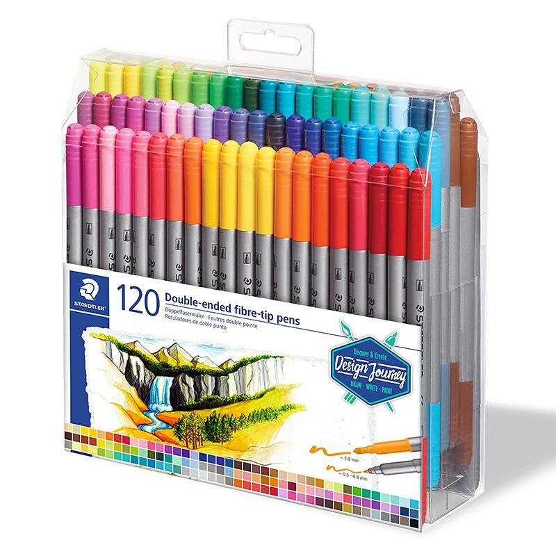 Staedtler Double Ended Fibre-Tip Pens 120 Pens + Johanna Magical jungle Free