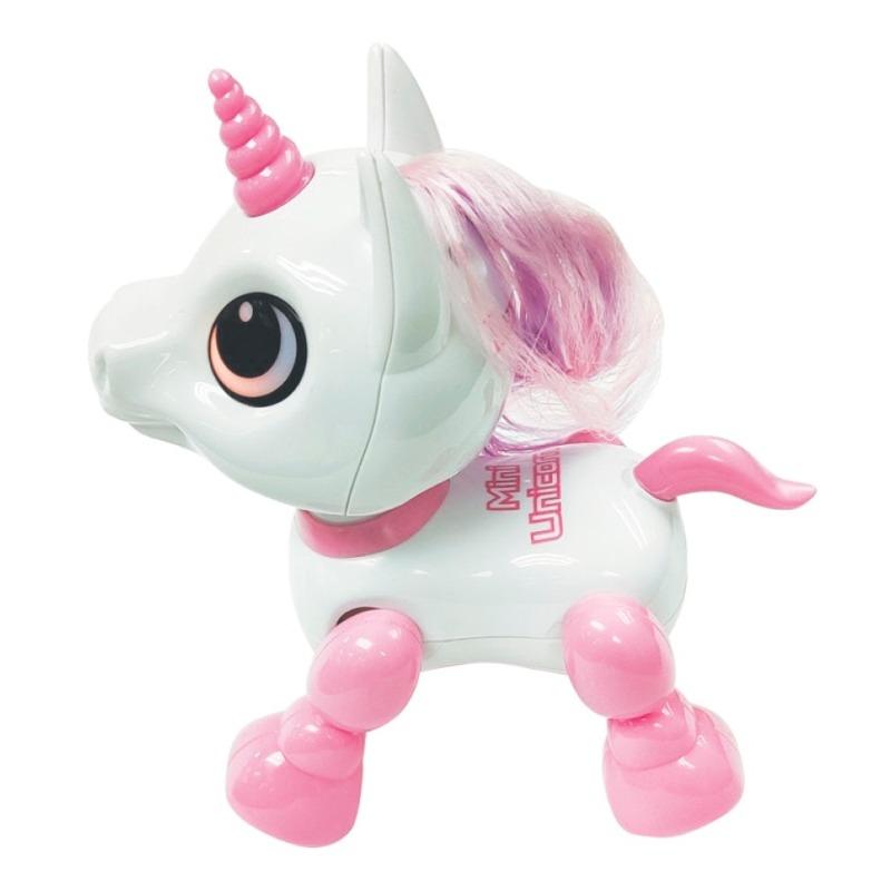 روبوت وحيد القرن الصغير مع مؤثرات ضوئية وصوتية