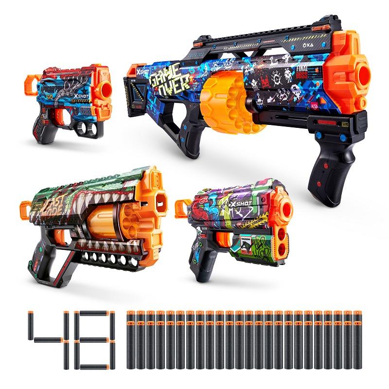 X-Shot Pack Of Four Toy Guns Mix Combo