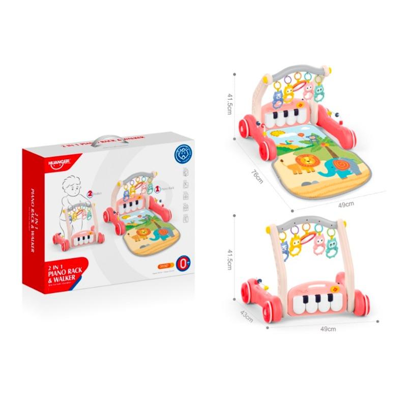 Huanger 2 in 1 Piano Play Mat and Baby Walker - Pink