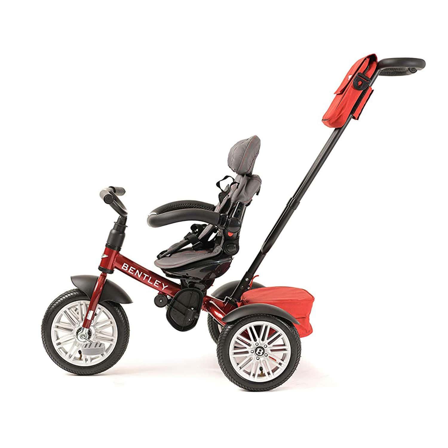 بينتلي - عربة الأطفال ثلاثية العجلات لون أحمر