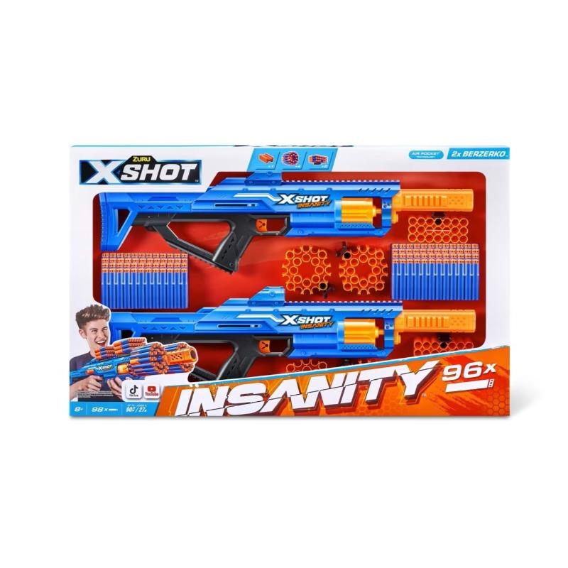X-Shot 2 Pack Zuru Insanity Berzerko Blaster 96 Darts