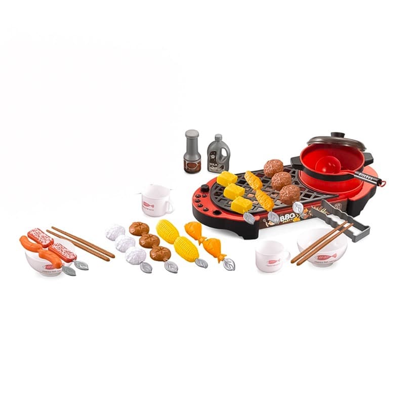 Barbecue Grill Set With Music And Light 43 Pcs - Red