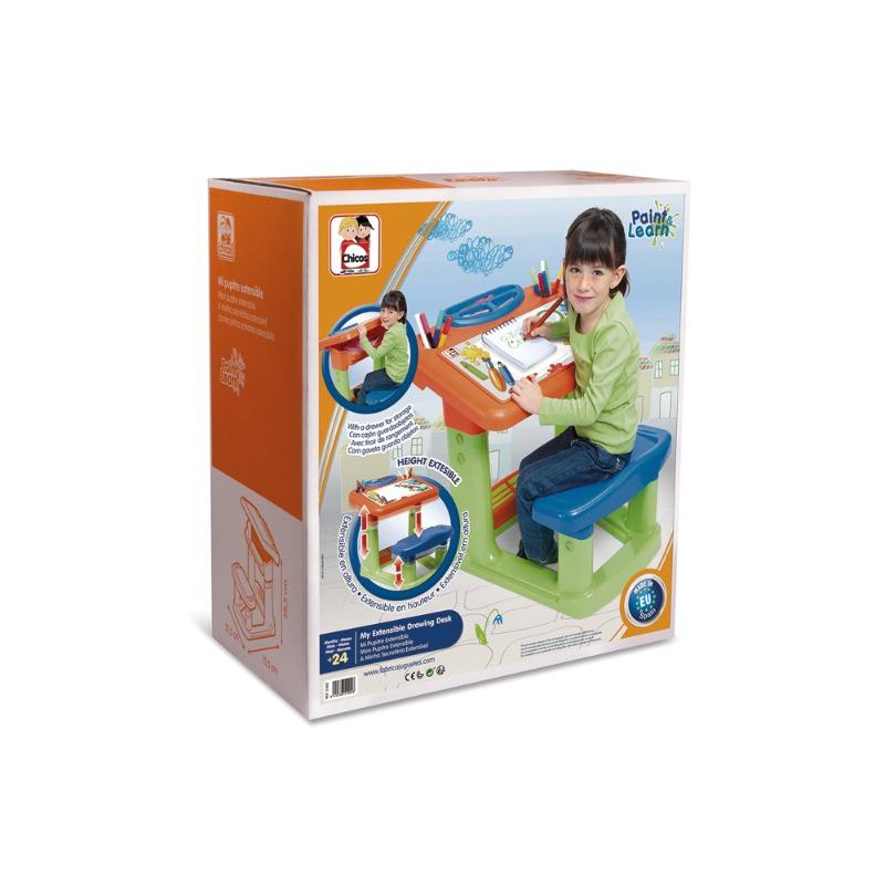 Adjustable Kids Drawing Desk with Storage & Seat