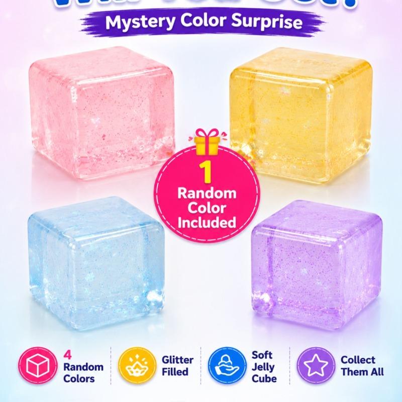 Squishy Bun 6cm Glitter Slime Cube – Assorted Colors