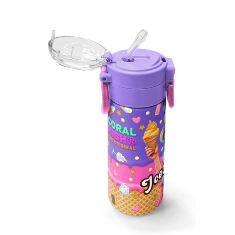 كورال هاي كيدز - ترمس وردي فيروزي بنقشة كي بوب مع شفاطة - 500 مل