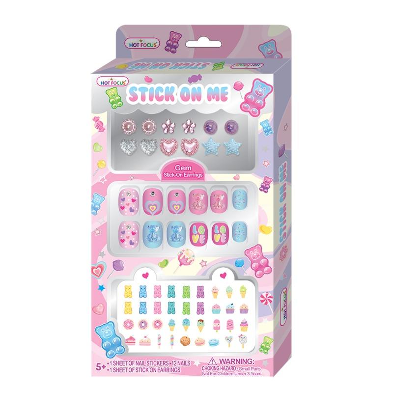 Hot Focus Stick On Me Gummy Bear Nail Stickers And Manicure Set