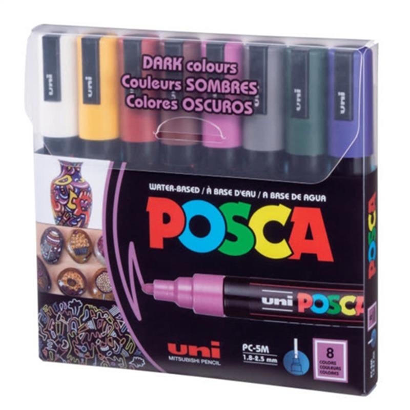 Uni Posca Paint Marker Sets 8-Color Dark Colours