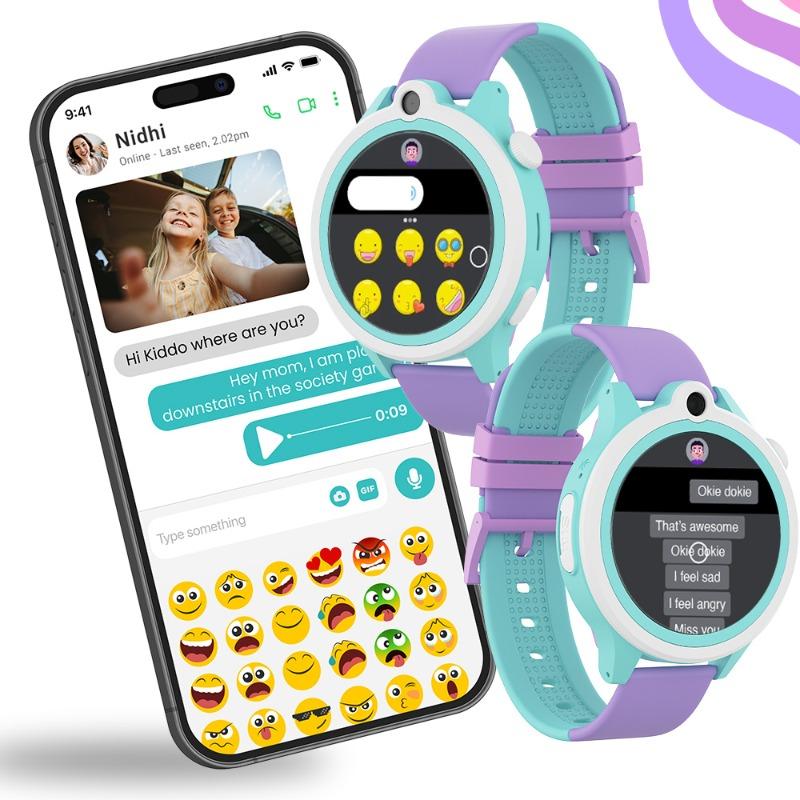 WatchOut Next-Gen+ Kids Phone Smartwatch with GPS Tracking, Heart Rate, Fever Alert, 4G Sim Enabled, Audio-Video Call, Convirtible Air Tag, Changeable Dial Ring, SOS & Parental Lock (Lavender Purple)