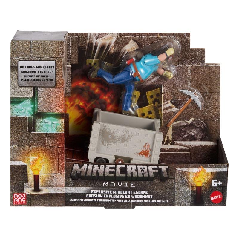 Minecraft Explosive Minecart Escape Set - Steve Movie Adventure Figure