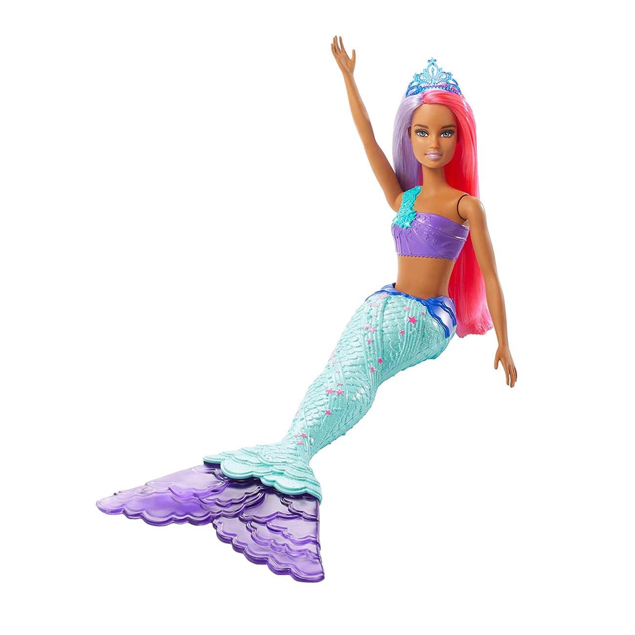 دمية حورية البحر باربي وشعرها البنفسجي والوردي