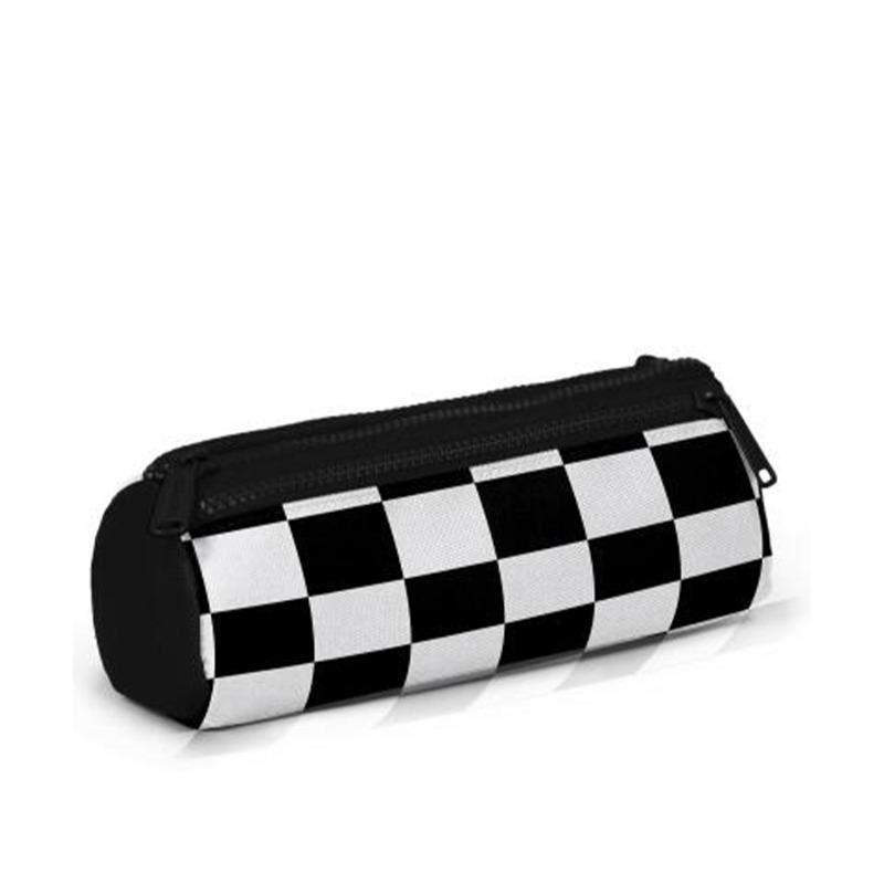 Coral High Kids Pencil Case - Black with Checkerboard Pattern