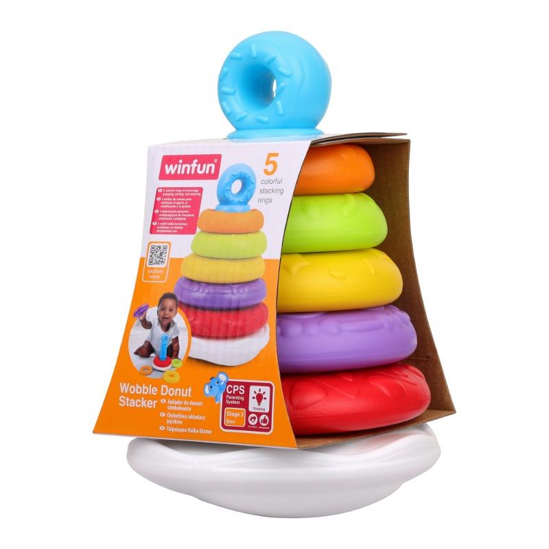 برج الدونات المتمايل لتكديس الحلقات الملونة