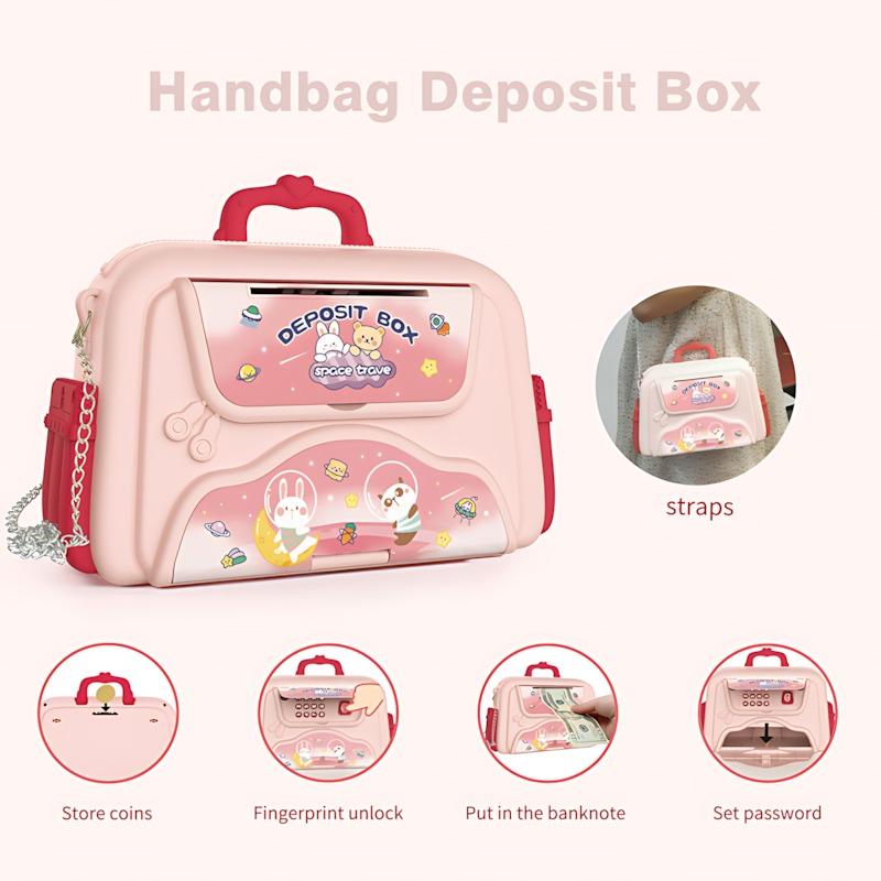 حقيبة وصندوق حفظ الأموال والمجواهرات لون وردي