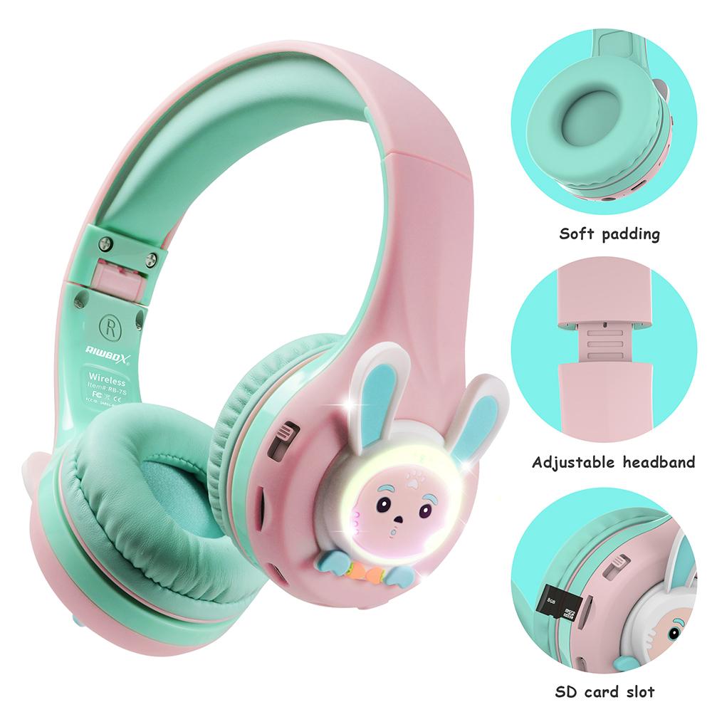 رايبوكس - سماعات بلوتوث علي شكل أرنب - وردي أخضر