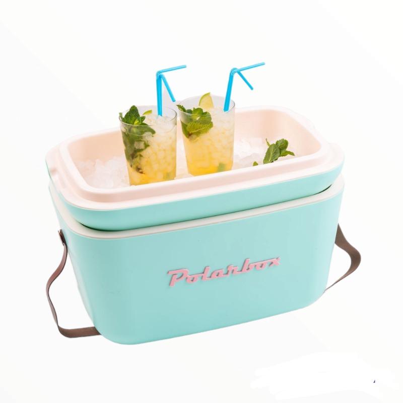 Polarbox Retro Classic Cooler Box with Brown Leather Strap – 12L.