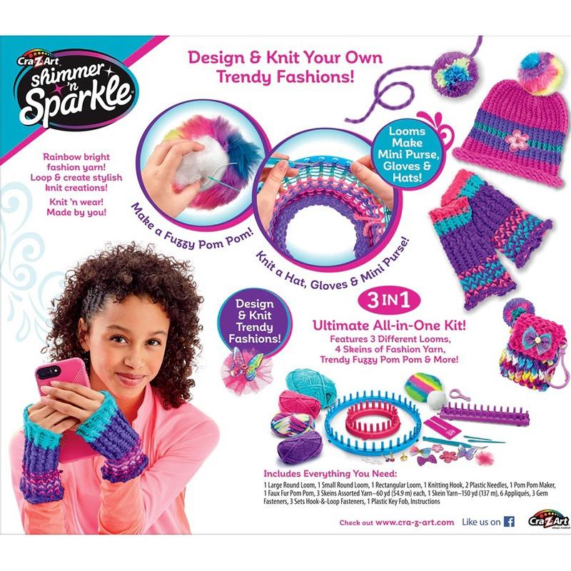 Cra-Z-Art Shimmer N Sparkle 3 In 1 Knit And Crochet Creations Studio