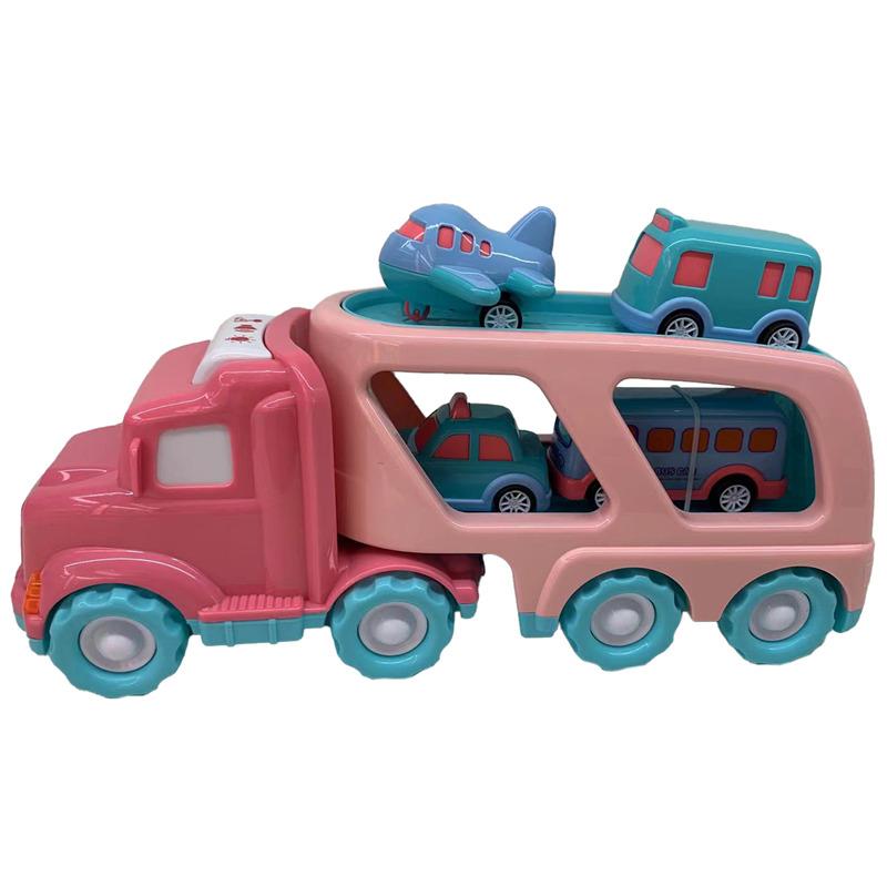 City Truck Transporter With 4 Sliding Vehicles And Light & Sound