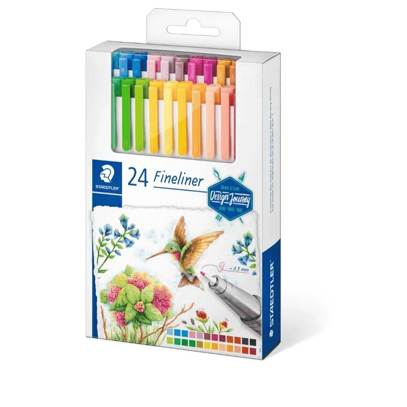 ستيدلر - اقلام التحديد ديزاين جورني 24 قلم + كتاب جوهانا الغابة السحرية مجانا