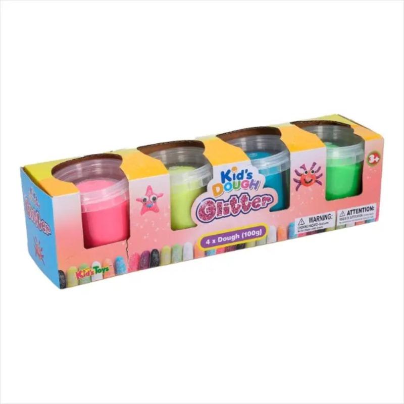 طقم عجين براقة للأطفال 100 جرام – 4 عبوات.