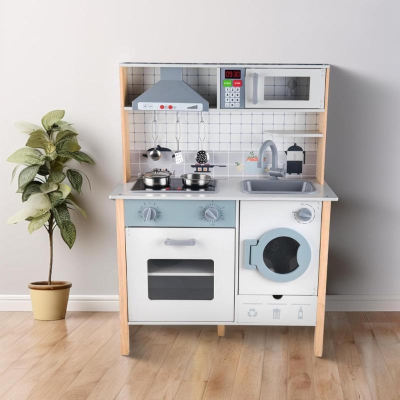 مطبخ ألعاب خشبي – طقم مطبخ تمثيلي من الخشب الصلب
