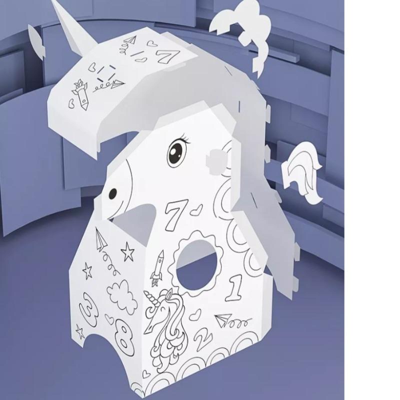 Coloring Cardboard 3D Unicorn Wearable Doodle