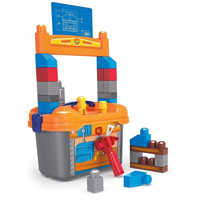 ميجا بلوكس - مجموعة بناء لطاولة عمل مع مطرقة