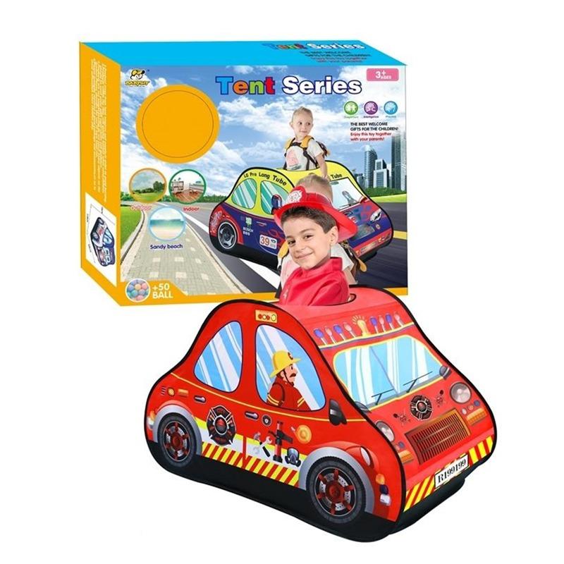بيبي سيت - خيمة لعب قابلة للطي بتصميم سيارة لون أحمر مع 50 كرة