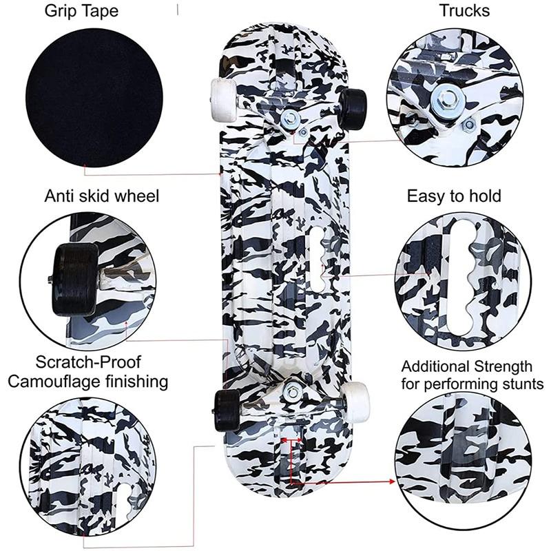 Jaspo Cruiser Longboard Concave Standard Skate Board- Camo