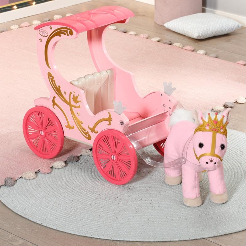 بيبي أنابيل - عربة سحب الدمية مع المهر الوردي