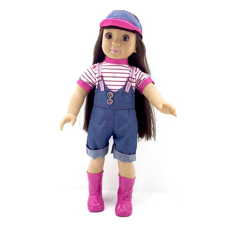Lovely Girl Jumpsuit Jeans Doll and Pink Shoes 17 cm