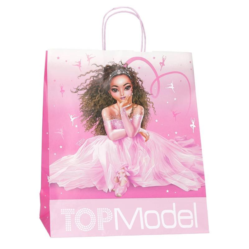 توب موديل - الكيس الورقي الكبير لون وردي