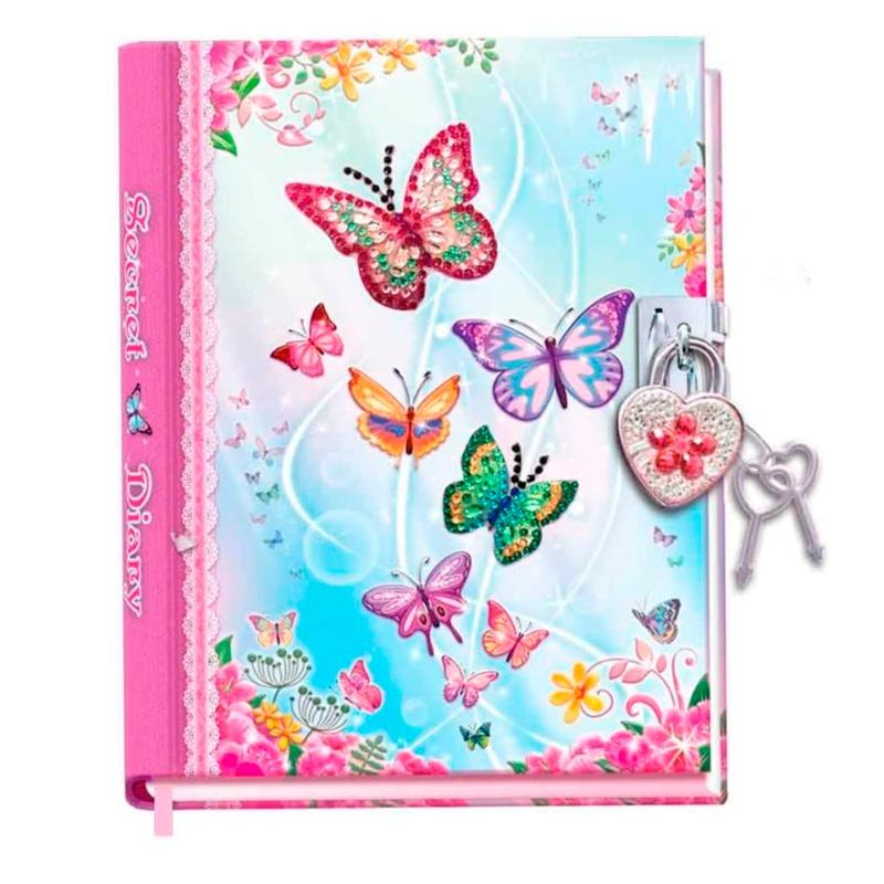 Diary Pad With Heart Shaped Lock - Butterfly