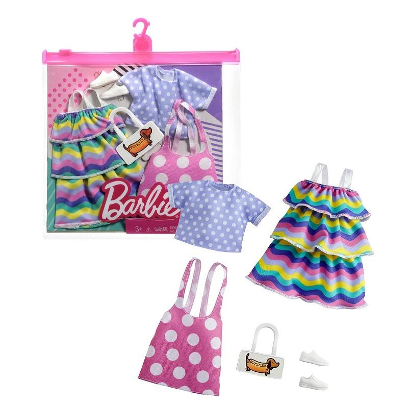 باربي - مجموعة أزياء دمى باربي قطعتين - متعددة الأشكال