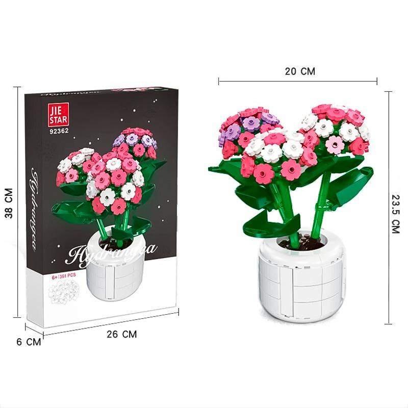 Jie Star Hydrangea Flower Building Blocks - 361 Pcs