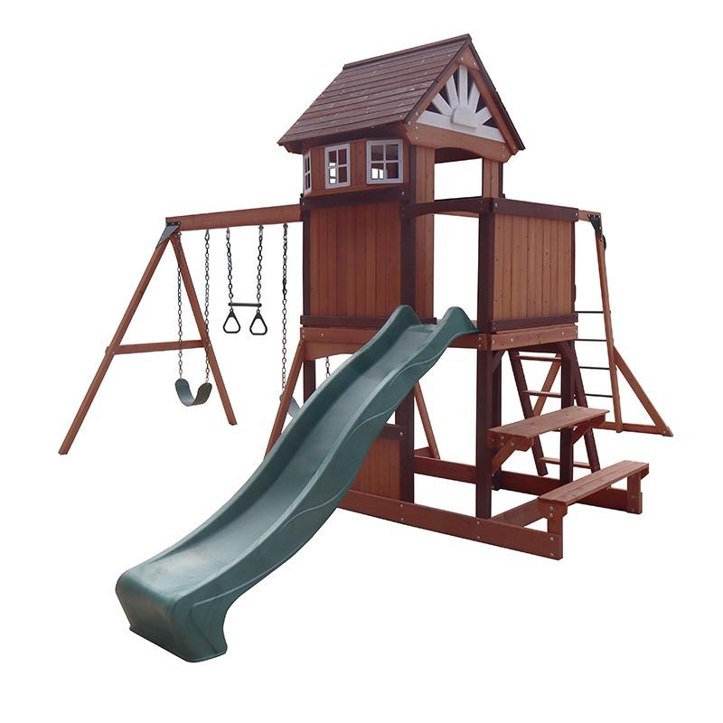 مونتبيك - بيت اللعب فينسون ماسيف الخشبي مع أرجوحة