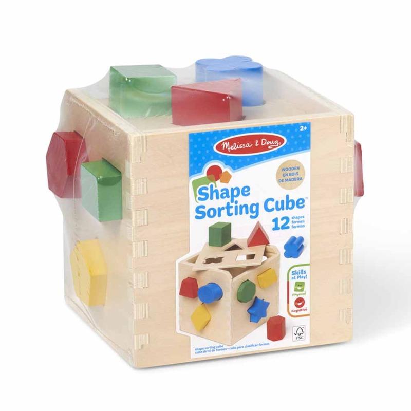 Melissa & Doug Wooden Shape Sorting Cube - Educational Toddler Toy