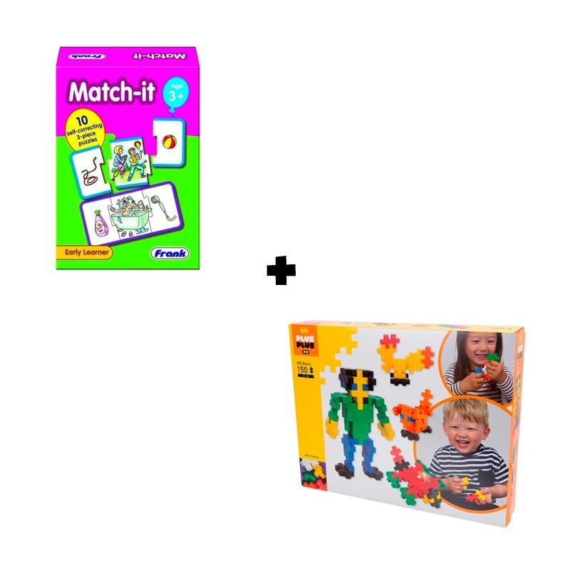 Little Builder Bundle (Plus-Plus BIG Building Set + Frank Match It Puzzle)