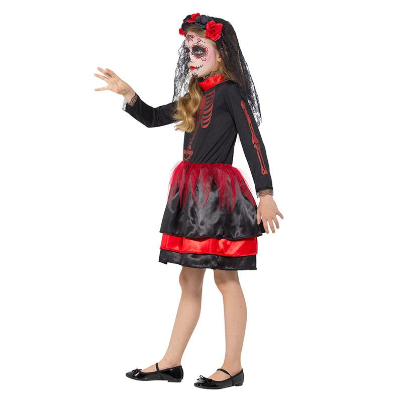 Mad Toys Red Day Of The Dead Senorita Kids Halloween Dress Up Costume - XL