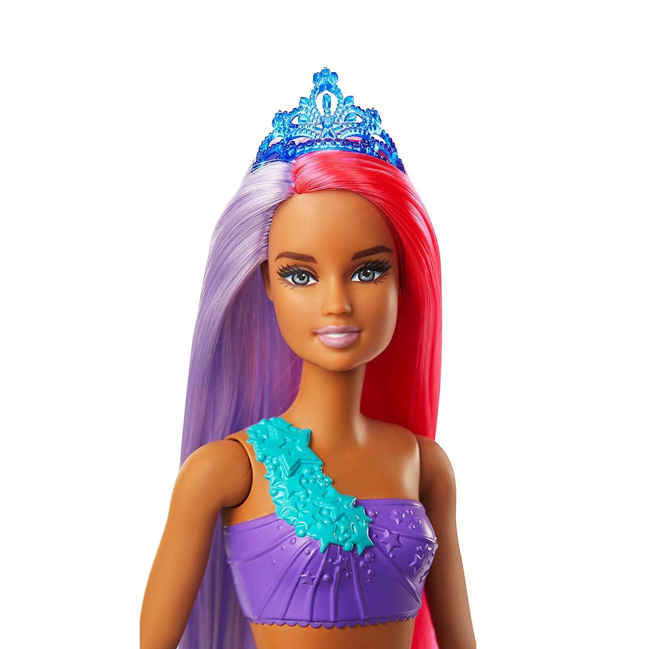 دمية حورية البحر باربي وشعرها البنفسجي والوردي