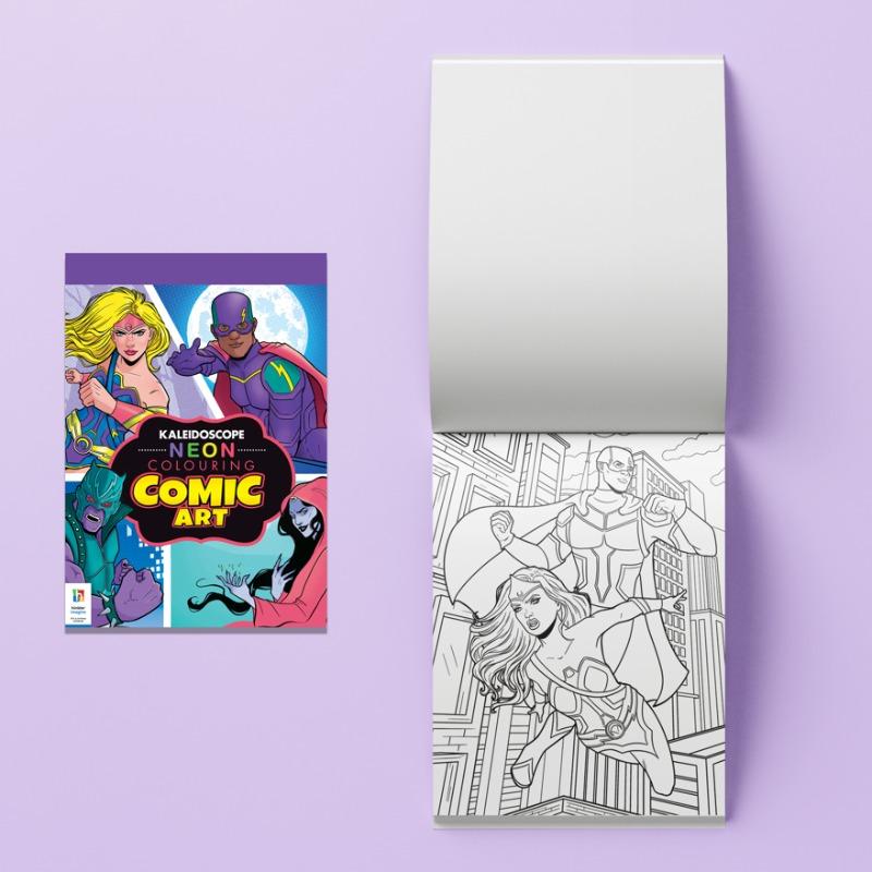 Hinkler Kaleidoscope Neon Coloring Kit Comic Art