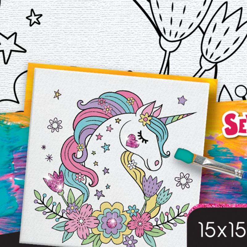 Sew Star Glitter Canvas Painting Kit - Unicorn