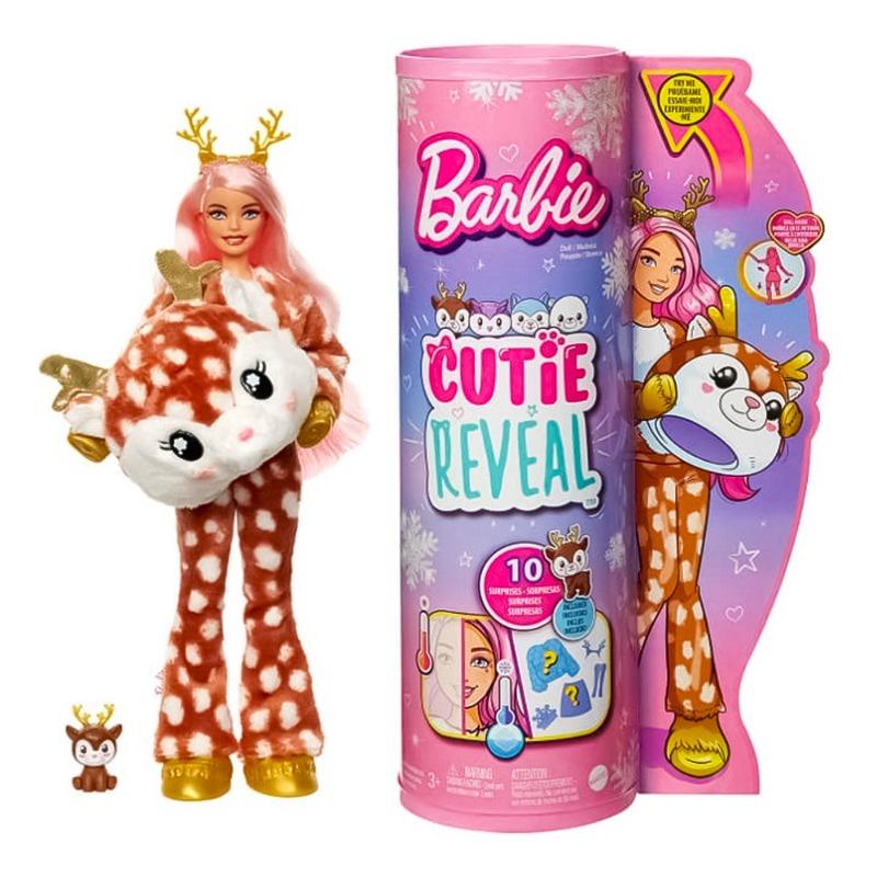 باربي - دمية الكشف عن الألوان كيوت وينتر سباركل - بزي قطيفة الغزال