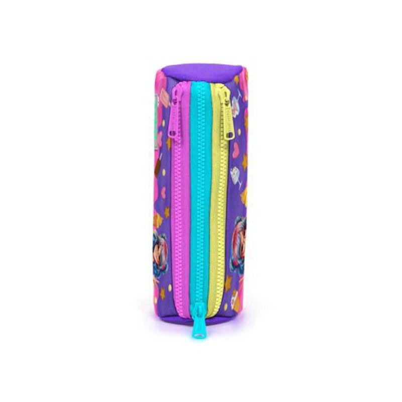 Coral High Kids Lilac Turquoise Ice Cream and Anime Patterned Three-Compartment Pencil Bag