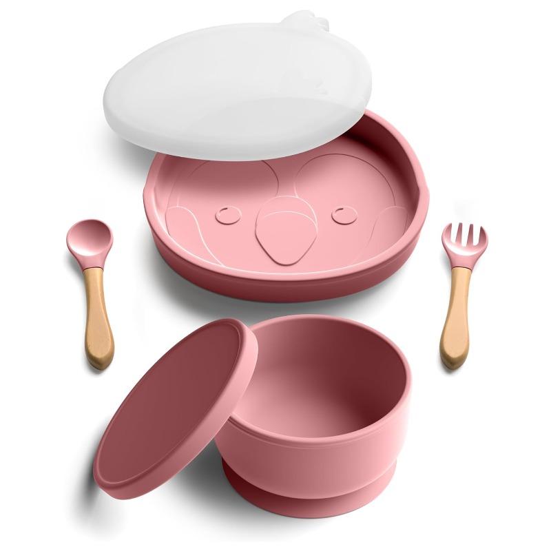 بيمبلي - مجموعة ادوات مائدة سيليكون 6 في 1 لون وردي