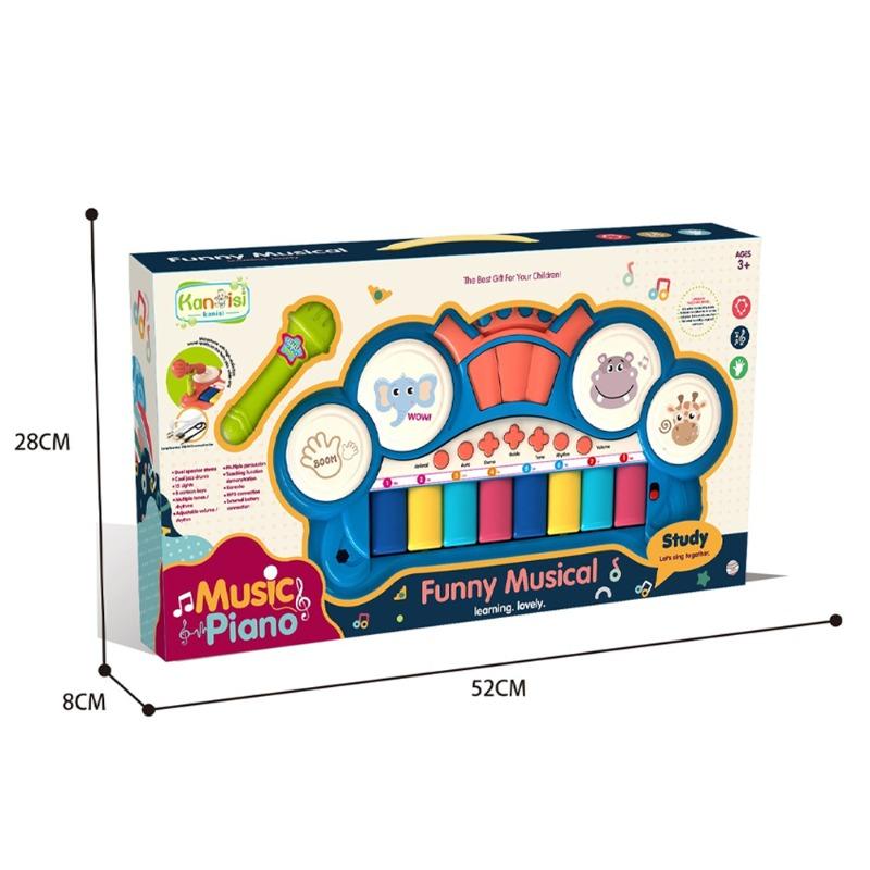 بيانو مع طبلة موسيقية ألوان متعددة أحمر وأزرق