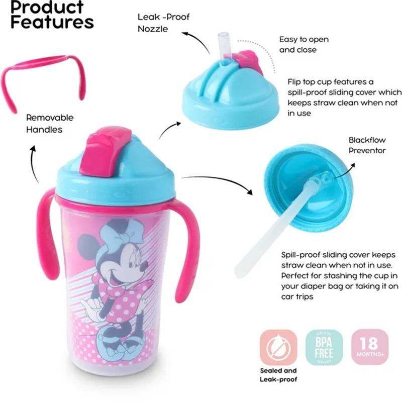 Disney Insulated Straw Sippy Cup With Handle 12oz - Pink