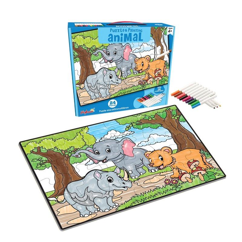 بازل الحيوانات مع 12 لون - 24 قطعة
