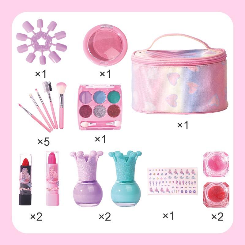 مجموعة مستحضرات التجميل مع حقيبة - وردي
