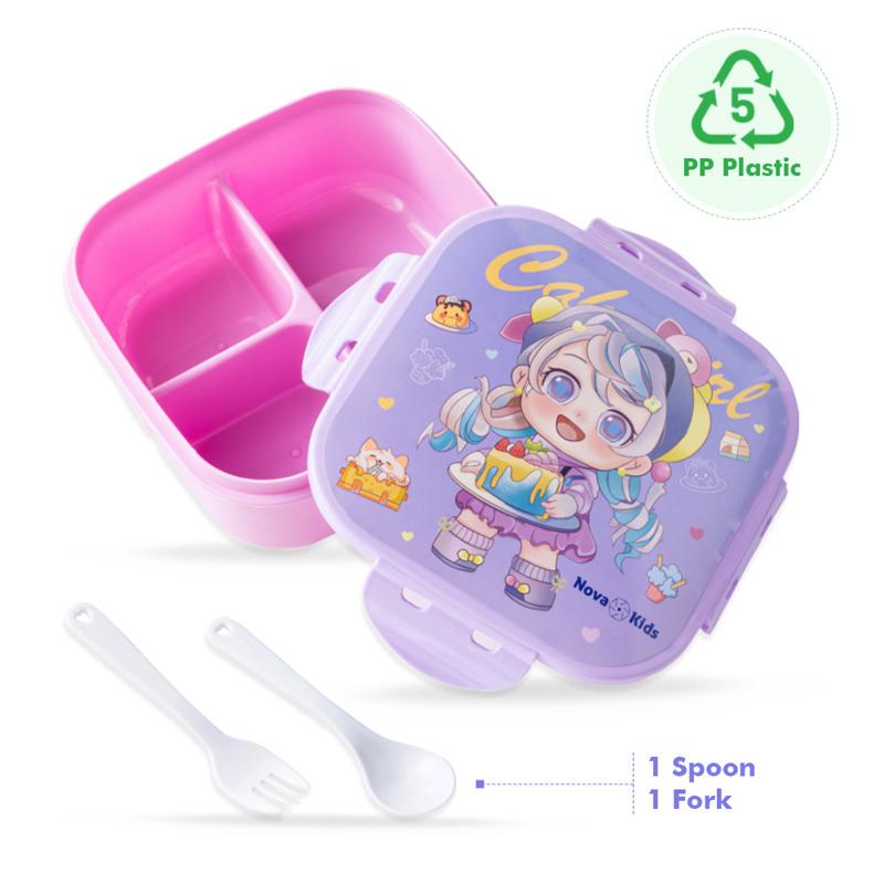 Nova Kids Lunch Box and Water Bottle With Lunch Bag - Purple